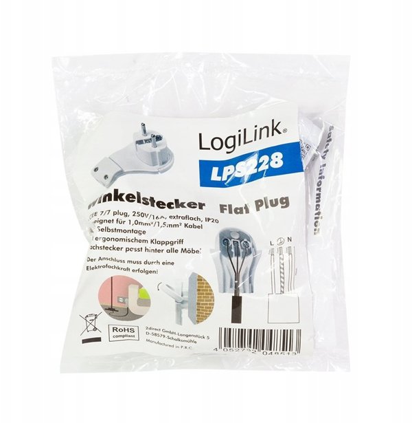 LogiLink CEE 7/7, επίπεδη, για αυτοσυναρμολόγηση