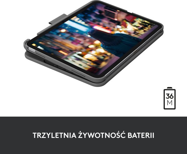 Logitech Slim Folio Θήκη με Πληκτρολόγιο για iPad 10ης Γενιάς, QWERTY US International, Γκρι (920-011413)