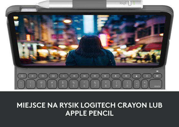 Logitech Slim Folio Θήκη με Πληκτρολόγιο για iPad 10ης Γενιάς, QWERTY US International, Γκρι (920-011413)