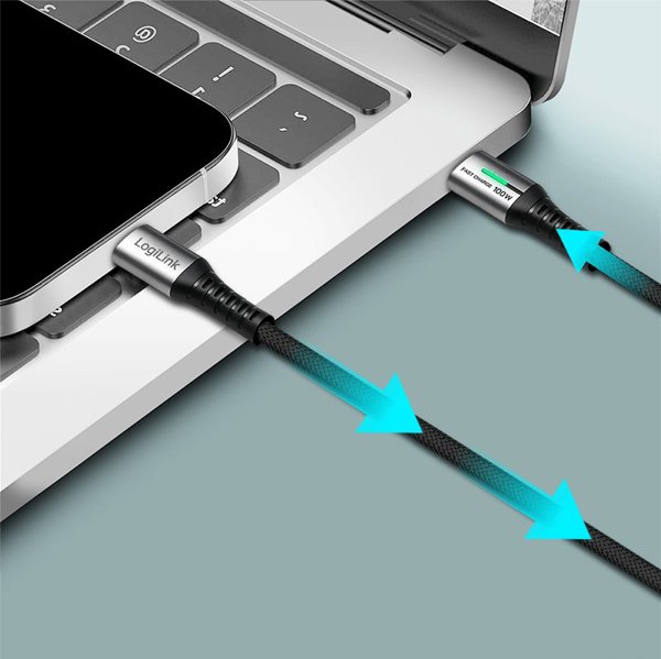 LogiLink USB 3.2 Gen2x2 Type-C-Kabel, C/M zu C/M LED 2m sw