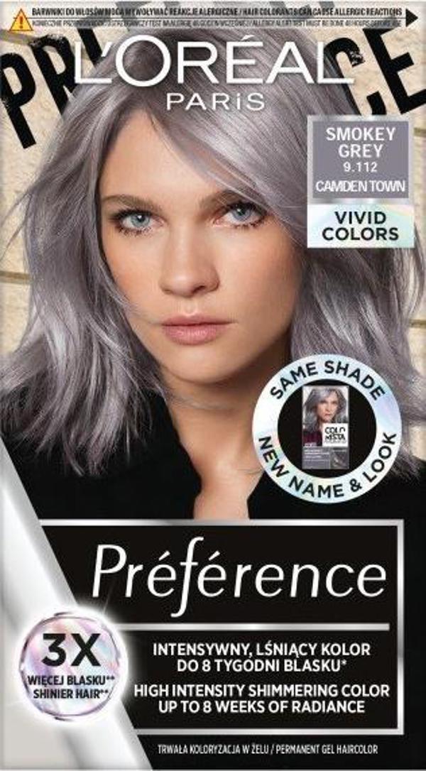 L’Oreal Paris L'OREAL_Preference Ζωντανά Χρώματα βαφή μαλλιών 9.112 Smokey Grey