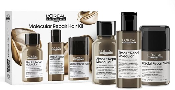 L’Oreal Professionnel Absolut Repair Molecular Set: Ορός 75ml, Σαμπουάν 100ml & Μάσκα 50ml για Επανόρθωση Μαλλιών