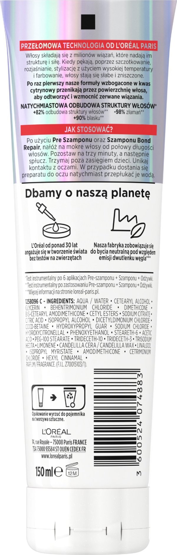 L'OREAL_Elseve Bond Repair ενισχυτικό μαλακτικό για την ενδυνάμωση των εσωτερικών δεσμών της τρίχας 150ml