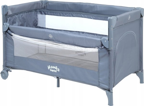 Hanks Kids Παιδικό Κρεβάτι Ταξιδιού 2 Επιπέδων, Grey