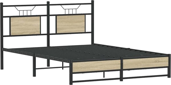 vidaXL Κρεβάτι 150x200 εκ., Δρυς Sonoma, Χωρίς Στρώμα