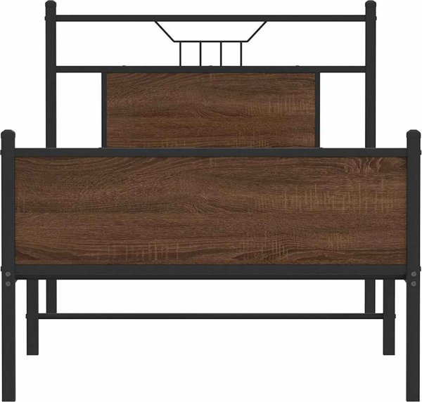vidaXL Κρεβάτι Μονό, Καφέ Δρυς, 90x200 cm
