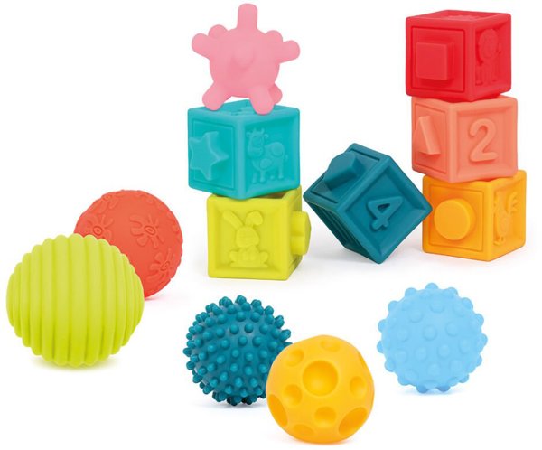LUDI ankstyvojo ugdymo sensorinis rinkinys – kamuoliukai ir kubeliai, 10+ mėn.