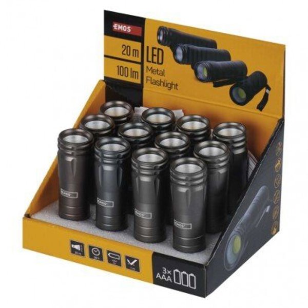 Lukturis COB 3W 3x AAA  metalisks  100lm  EMOS