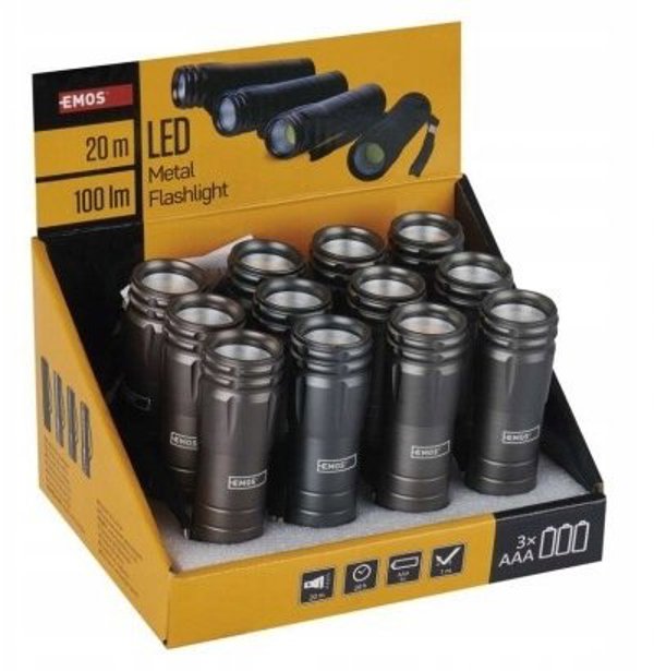 Lukturis COB 3W 3x AAA  metalisks  100lm  EMOS