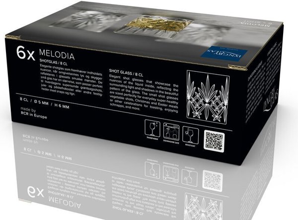 Lumarko Lyngby Glas Σφηνάκια Melodia από Κρύσταλλο, 8cl, Σετ 6 Τεμαχίων