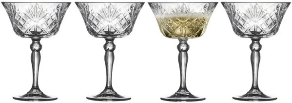 Lumarko Lyngby Glas Melodia Ποτήρια Σαμπάνιας Coupe, Κρυστάλλινα, 26 cl, Σετ 4 Τεμάχια