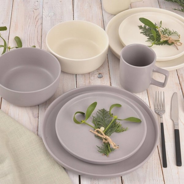 Lumarko Πιάτο Φαγητού Stoneware Γκρι Ματ 26,5 cm