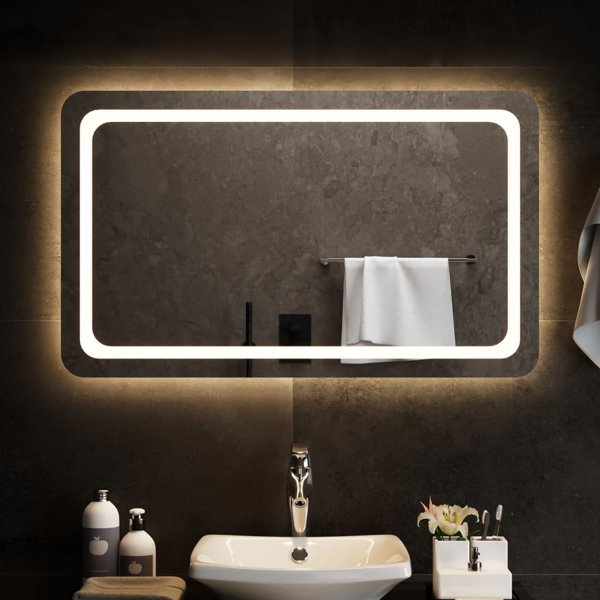 vidaXL Καθρέφτης μπάνιου με LED, 100x60 cm