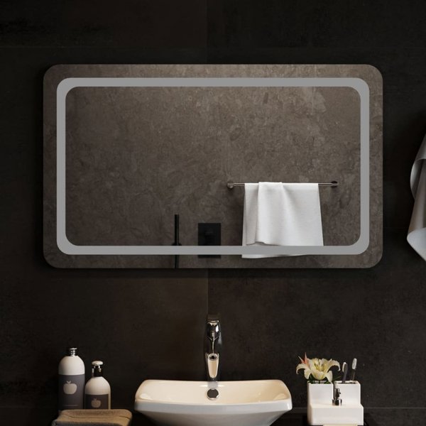 vidaXL Καθρέφτης μπάνιου με LED, 100x60 cm