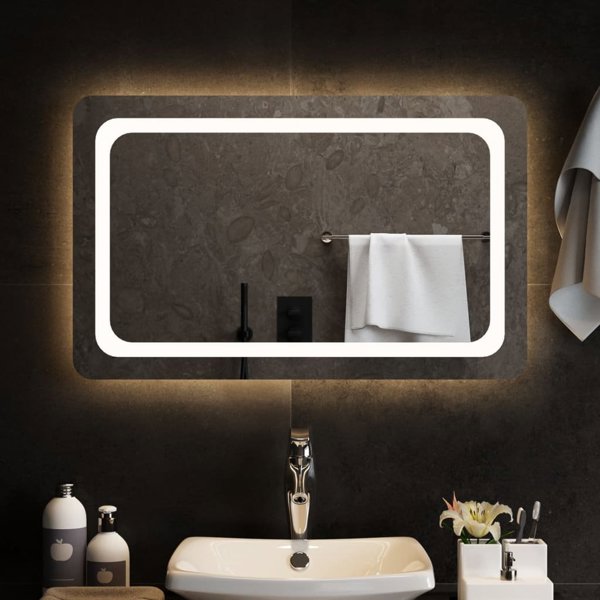 Καθρέφτης μπάνιου vidaXL με LED, 80x50 εκ.