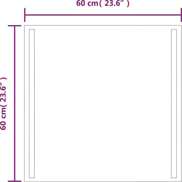 vidaXL Καθρέφτης μπάνιου με LED, 60x60 cm