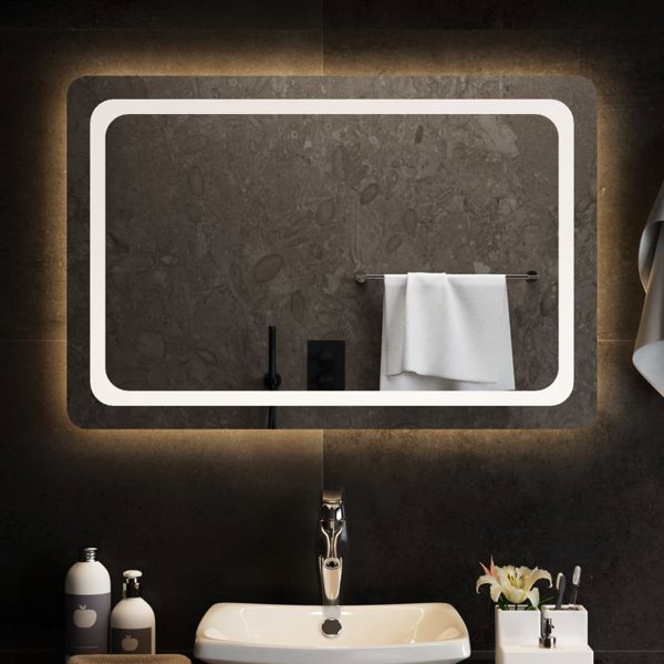 vidaXL Καθρέφτης μπάνιου με LED, 90x60 cm