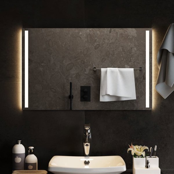 vidaXL Καθρέφτης μπάνιου με LED, 80x50 εκ