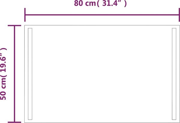 vidaXL Καθρέφτης μπάνιου με LED, 80x50 εκ