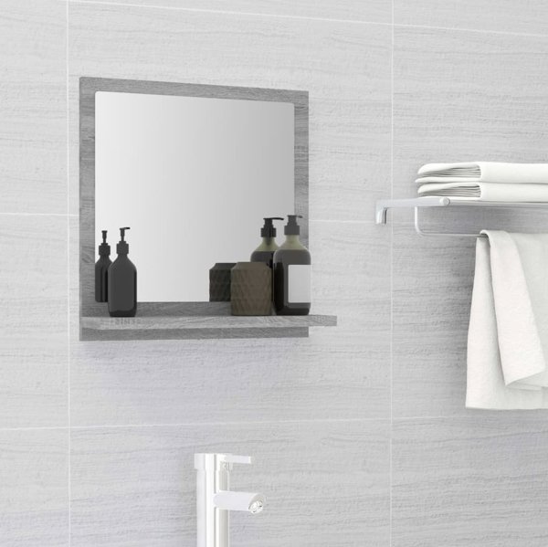 vidaXL Καθρέφτης μπάνιου, γκρι δρυς σονόμα, 40x10,5x37 cm