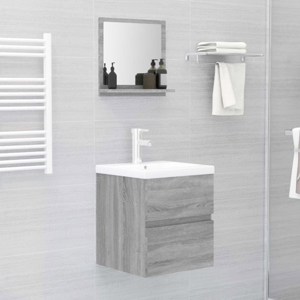 vidaXL Καθρέφτης μπάνιου, γκρι δρυς σονόμα, 40x10,5x37 cm