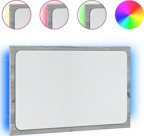 vidaXL Καθρέπτης μπάνιου με LED, γκρι δρυς Sonoma, 60x8,5x38 εκ.