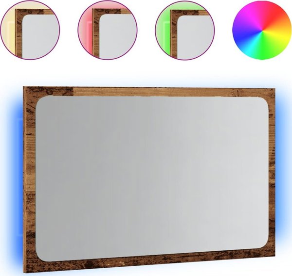 vidaXL Καθρέπτης μπάνιου με LED δρυς artisan 60x8,5x38 εκ