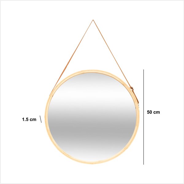 Καθρέφτης μπάνιου LOFT με λουράκι, Ø 50 cm