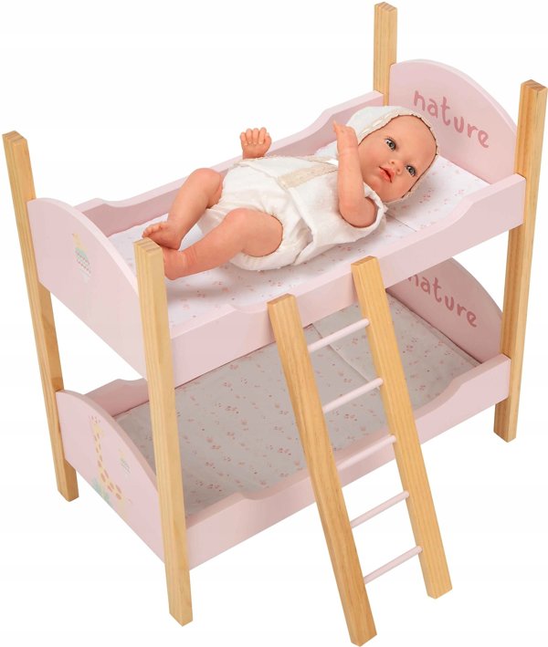 Lėlių dviaukštė lova Arias su kopetėlėmis ir pataliukais, 45 cm