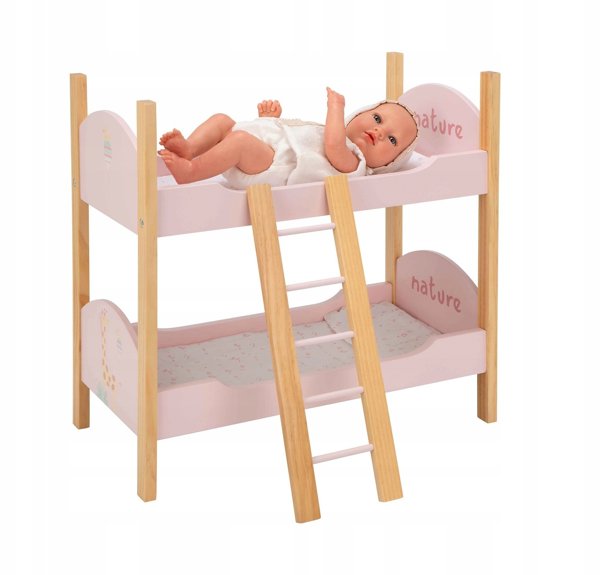Lėlių dviaukštė lova Arias su kopetėlėmis ir pataliukais, 45 cm
