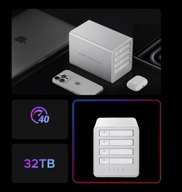 Macierz dyskowa Orico 8848U4 DAS Series 4-zatokowa M.2 NVMe SSD - biala