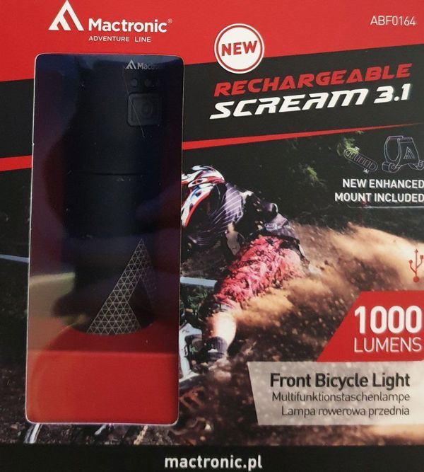 MacTronic Φως Ποδηλάτου Scream 3.1, Μπροστινό, 1000lm, Λευκό