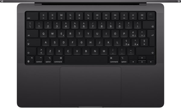 MacBook Pro14" Space Black/M4Pro-12C-CPU,16C-GPU/48GB/2TB SSD/BKey-ID-Deutsch/Nanotexturglas/96W USB-C Power