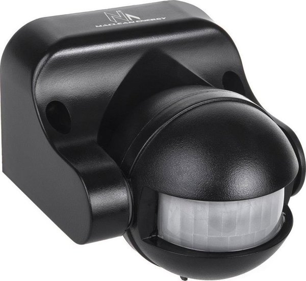 Ανιχνευτής κίνησης PIR Maclean, υπέρυθρος, IP44, μαύρος, εμβέλεια 12μ, μέγ. φορτίο 800/1200W, MCE358 B