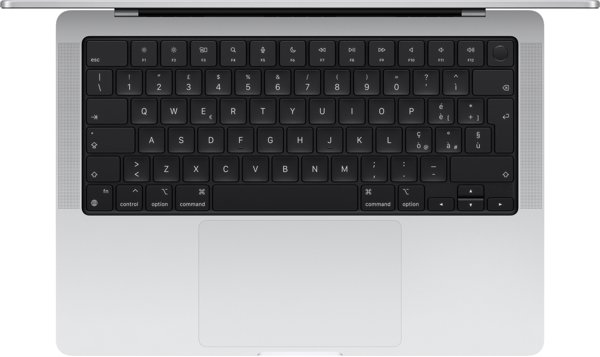 MacBook Pro14" Silver/M4Pro-12C-CPU,16C-GPU/24GB/1TB SSD/BKey-ID-Deutsch/Nanotexturglas/96W USB-C Power