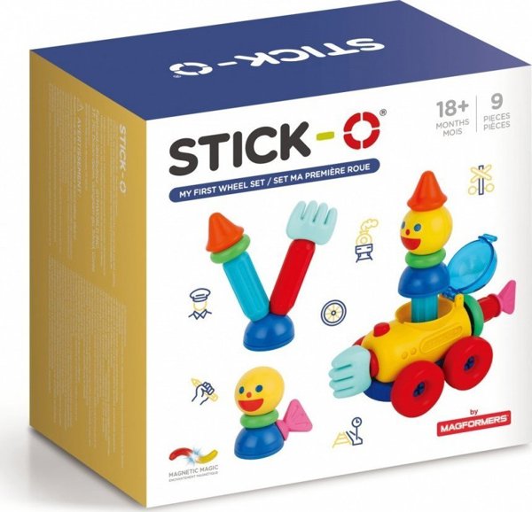 Magformers Stick-O Το Πρώτο Μου Σετ Με Ρόδες, Εκπαιδευτικά Μαγνητικά Παιχνίδια 9 Τεμάχια
