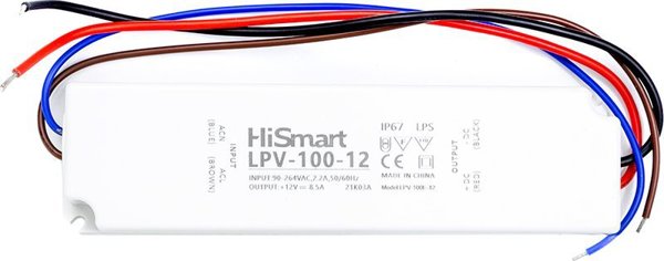 Τροφοδοτικό Hismart 12V 8.5A 100W IP67 Αδιάβροχο LED