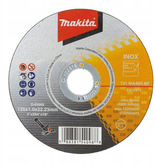 Makita D-65969-50 Δίσκος Κοπής Inox 125x1,0mm - 50 Τεμάχια