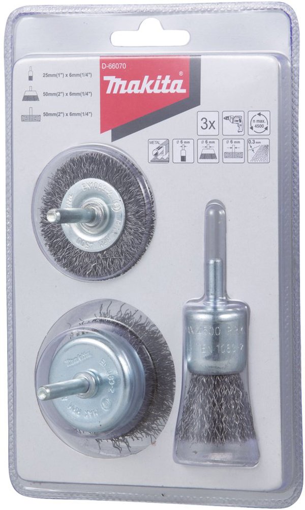 Makita Makita D-66070 3 piece Wire Brush Set Steel
