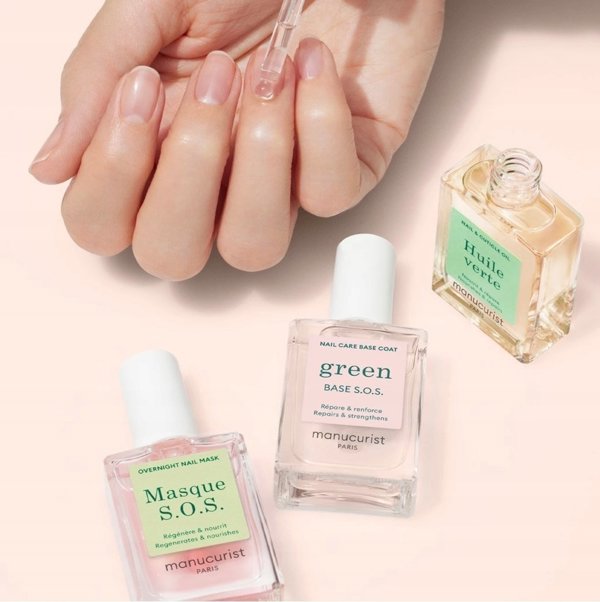 MANUCURIST_SET Rescue Kit Green Base S.O.S od ywcza baza do paznokci 15ml + Huile Verte od ywka do paznokci 15ml + Masque S.O.S maska do paznokci 15ml