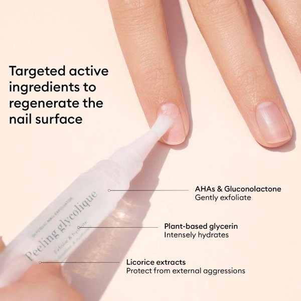 MANUCURIST_SET Glossy Booster Duo Peeling Pen peeling z kwasem glikolowym + Mini Nail Buffer tr jstronna polerka