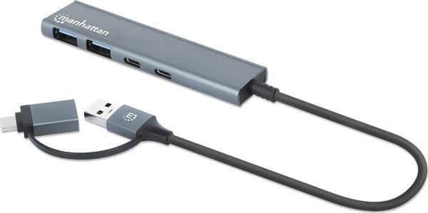 Manhattan 181075 USB 3.2 Gen 1 (3.1 Gen 1) Type-A + Type-C 5000 Mbit/s Γκρι