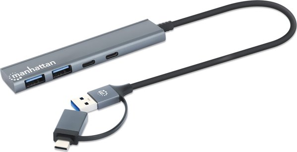 Manhattan 181075 USB 3.2 Gen 1 (3.1 Gen 1) Type-A + Type-C 5000 Mbit/s Γκρι