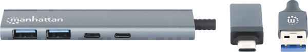 Manhattan 181075 USB 3.2 Gen 1 (3.1 Gen 1) Type-A + Type-C 5000 Mbit/s Γκρι