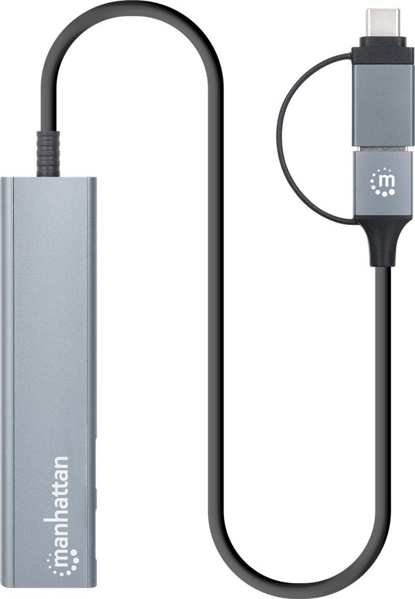Manhattan 181075 USB 3.2 Gen 1 (3.1 Gen 1) Type-A + Type-C 5000 Mbit/s Γκρι