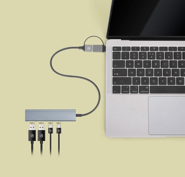 Manhattan 181075 USB 3.2 Gen 1 (3.1 Gen 1) Type-A + Type-C 5000 Mbit/s Γκρι