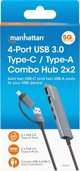 Manhattan 181075 USB 3.2 Gen 1 (3.1 Gen 1) Type-A + Type-C 5000 Mbit/s Γκρι