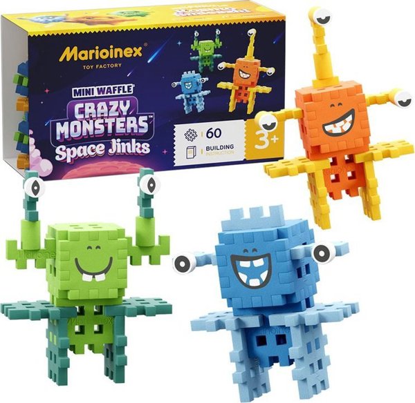 Marioinex Κλοκί Μίνι Crazy Monsters Space Jinks - Εκπαιδευτικά Τουβλάκια Βάφλες 60 Τεμάχια (ZA5490)