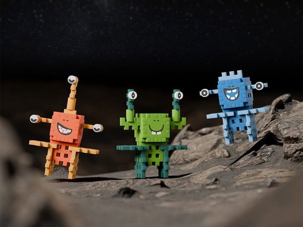 Marioinex Κλοκί Μίνι Crazy Monsters Space Jinks - Εκπαιδευτικά Τουβλάκια Βάφλες 60 Τεμάχια (ZA5490)