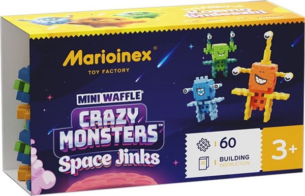 Marioinex Κλοκί Μίνι Crazy Monsters Space Jinks - Εκπαιδευτικά Τουβλάκια Βάφλες 60 Τεμάχια (ZA5490)